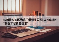 盐城最大的区块链厂是哪个公司[江苏盐城77亿数字货币传销案]